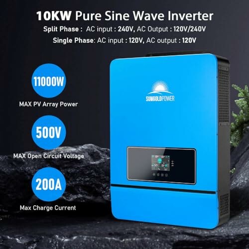 10KW Pure Sine Wave Inverter with specifications.