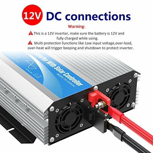 12V DC connection inverter with warning and features.