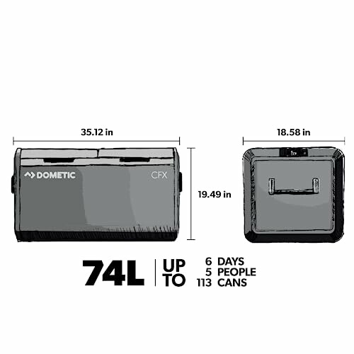 Dometic CFX cooler dimensions and capacity.