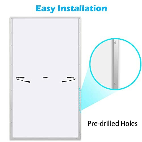 Solar panel with pre-drilled holes for easy installation.