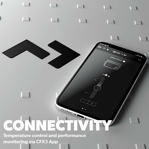 Smartphone displaying CFX3 App for temperature control.