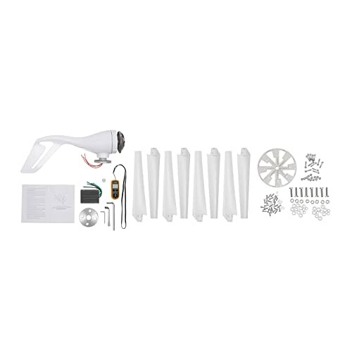 Wind turbine kit with blades, motor, tools, and instructions